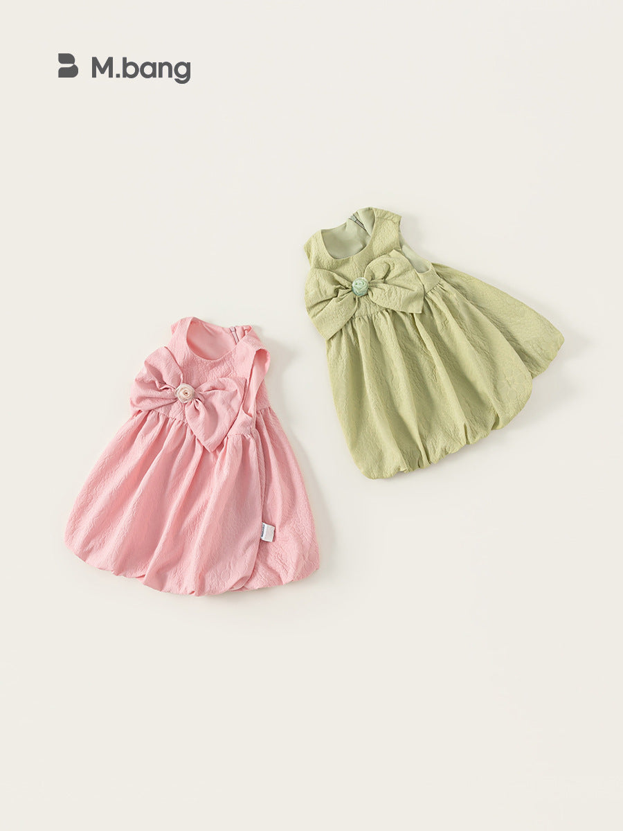 Children's Clothing Summer Solid Color Bow Sleeveless Princess Children's Dress