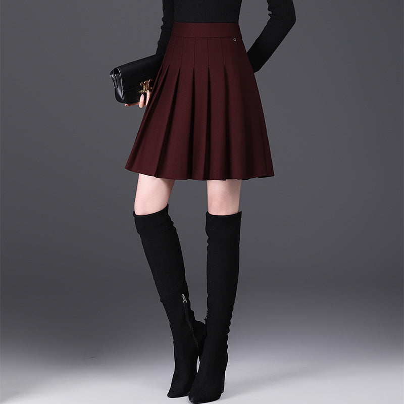 High Waist A- Line Pleated Slimming Small Skirt