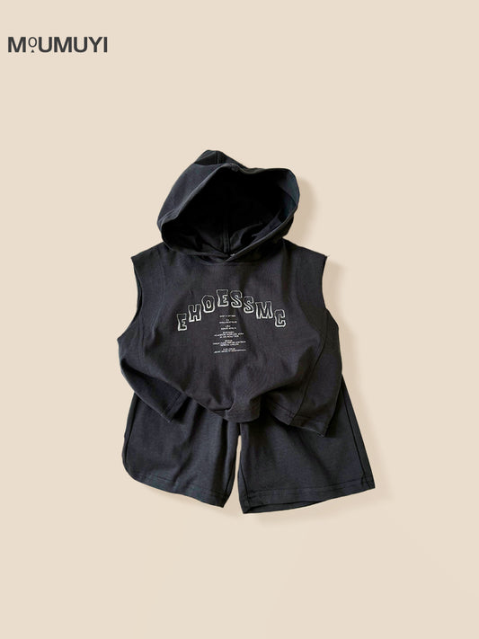Children's Sweater Clothes Summer Handsome Hooded Sleeveless Loose Two-piece Children's Suit