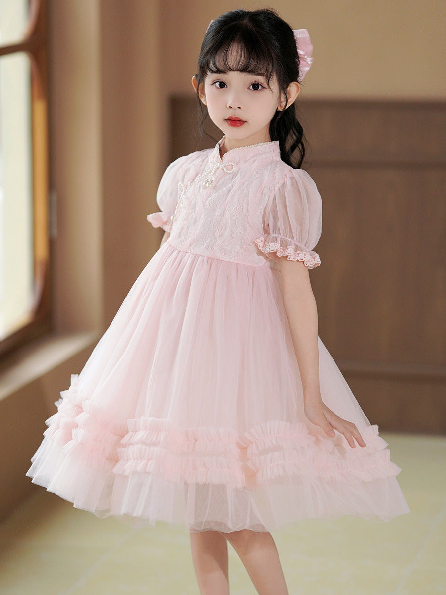 Children's Cheongsam Summer White Chinese Style Princess Children's Dress