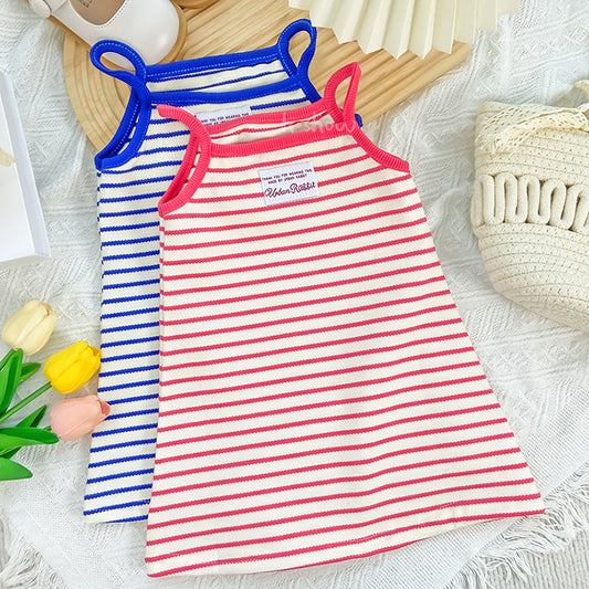 Children's Summer Korean Style Clothing Western Striped Children's Dress