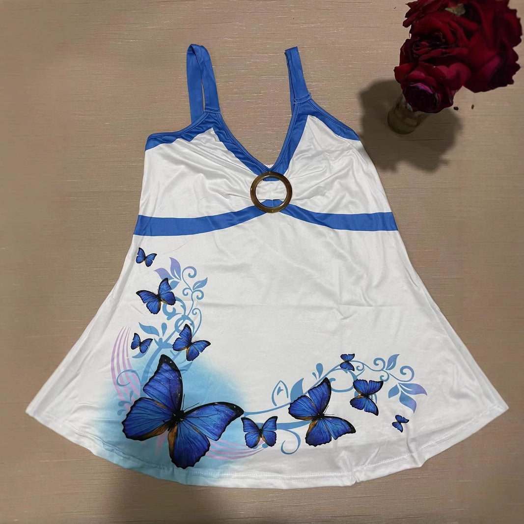 Women's Summer Fashion Butterfly Print Sexy Sleeveless Small Vest/suspenders/tube Top