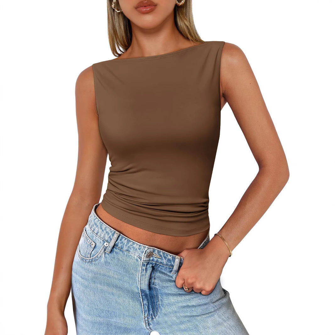 Women's Sleeveless Hot Slim Fit Inner Wear Fashion Women's T-shirt