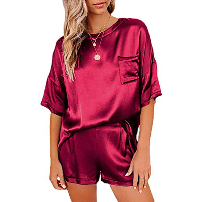 Solid Color Chiffon Pajamas Loose Two-piece Suits