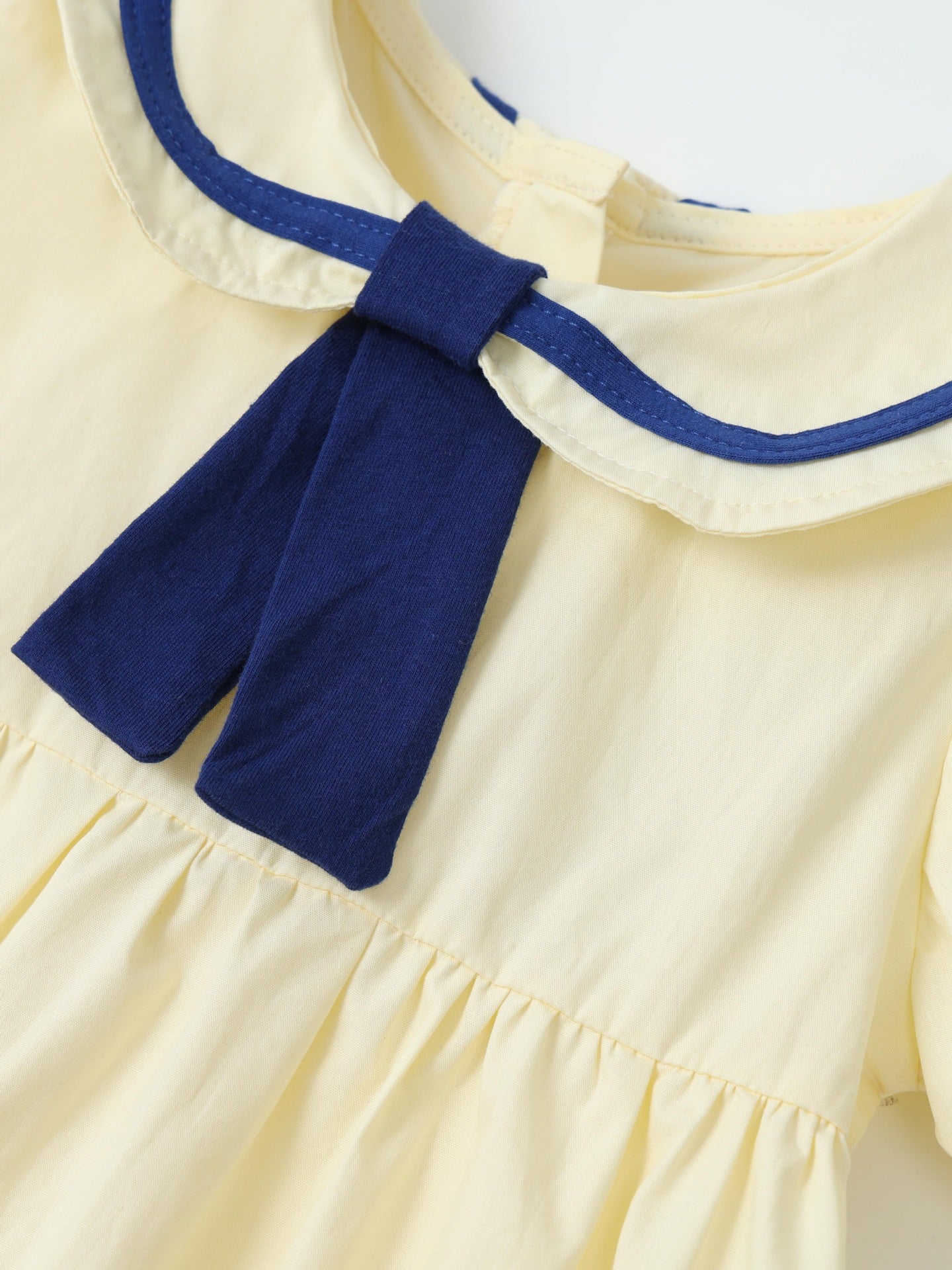 Children's Preppy Style Lapel Short Sleeve Skirt Woven Tie Children's Dress