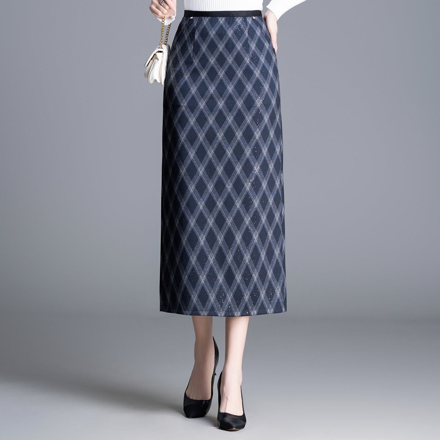 Women's Style Plaid Spring High Waist Slimming Mid-length Skirt