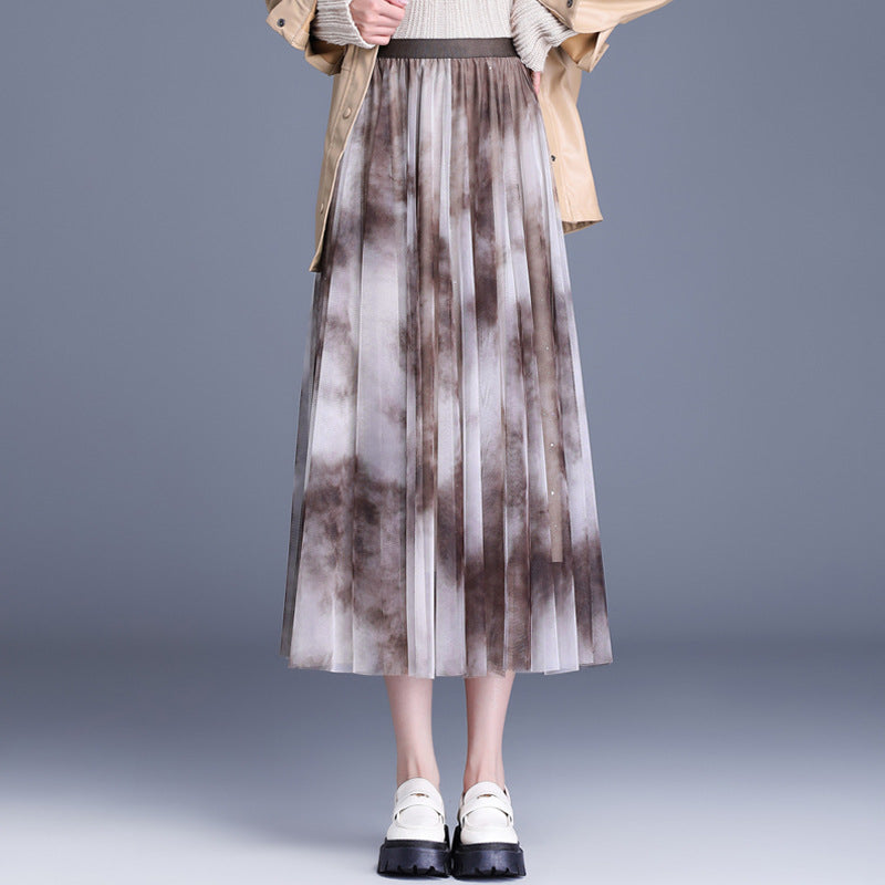 Women's Big Hem Dress Autumn Slimming High Waist Skirt