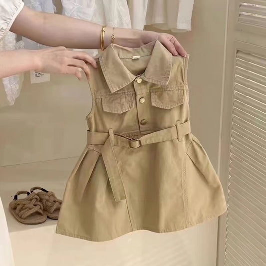 Children's Style Clothing Summer Sleeveless One-piece Fashion Design Sense Suit Skirt Children's Dress