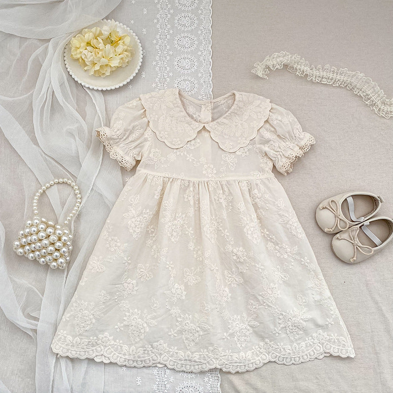 Summer Korean Style Embroidered Western Romper Children's Dress
