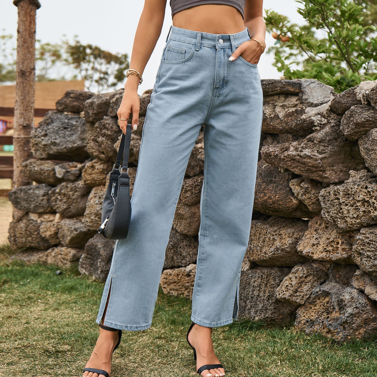 Women's Washed Split Elegant Denim Casual For Women's Jeans