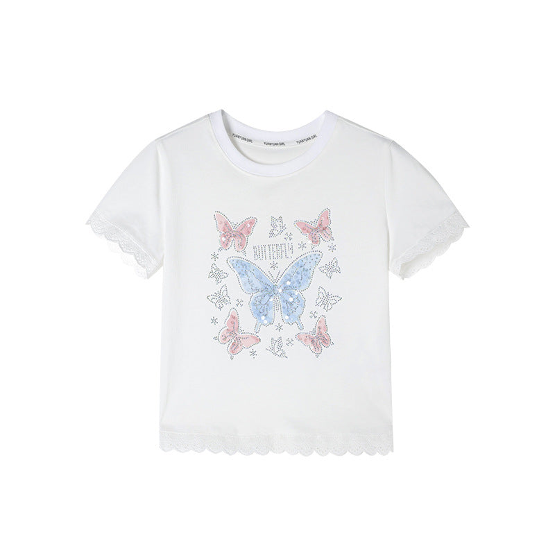 Children's Clothing Short-sleeved Summer Lace Bottoming Shirt Children's T-shirt