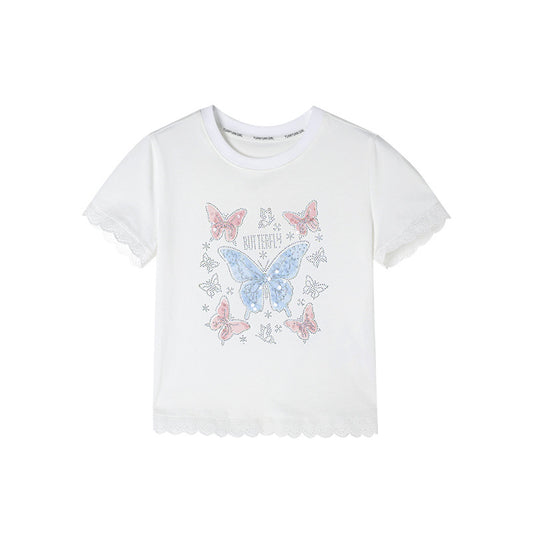 Children's Clothing Short-sleeved Summer Lace Bottoming Shirt Children's T-shirt