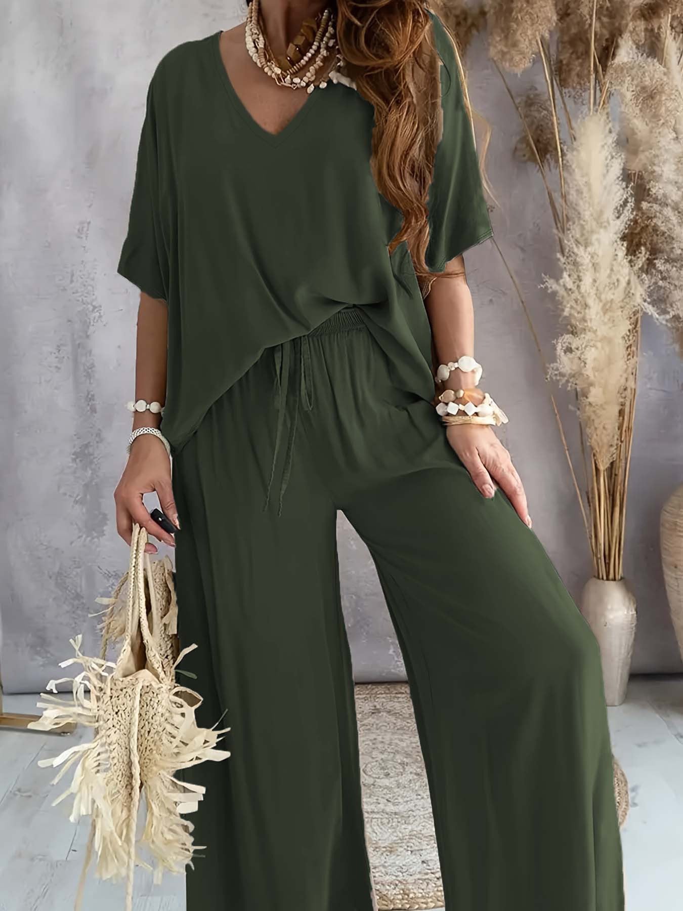 Popular Women's Collar Batwing Sleeve Loose Fashion Casual Suit