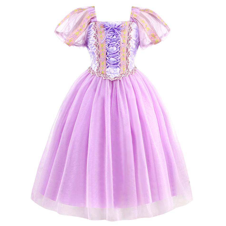 Hair Princess Frozen Purple Tulle Sweet Children's Dress