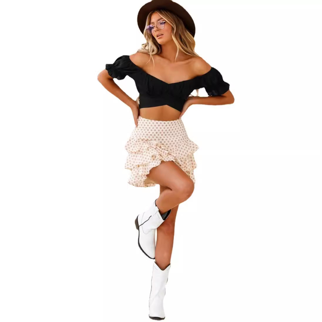 Women's Sexy Back Bandage Sleeve Ruffled Shorts