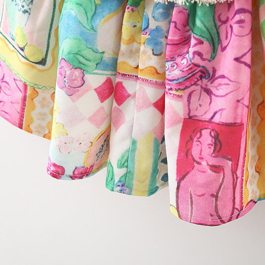 Collar Chiffon Korean Style Large Lapel Oil Children's Dress