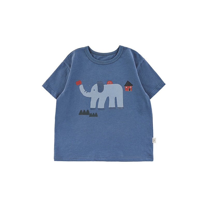Lightweight Series Summer Hooded Jacket Loose Short Sleeve Children's T-shirt
