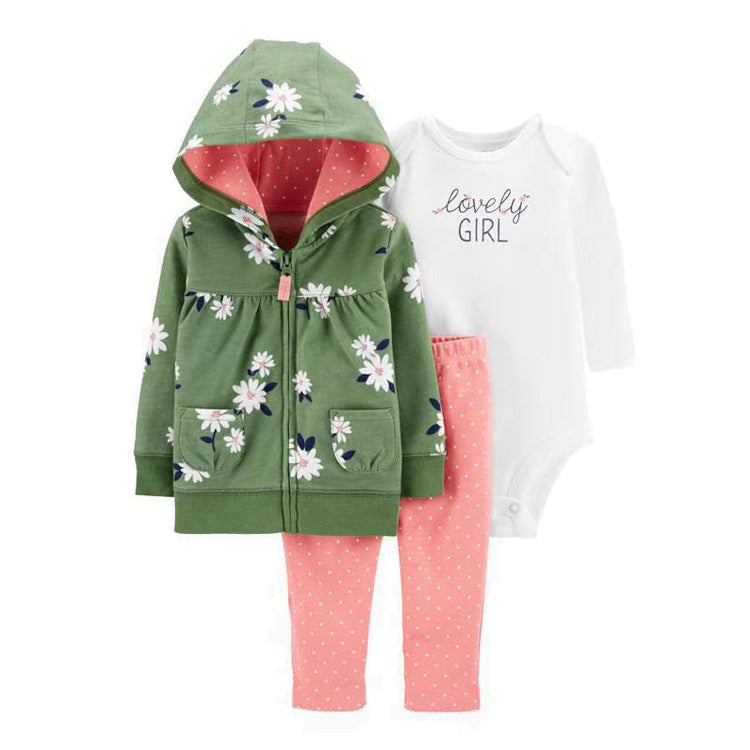 Women's & Men's Clothing Sweater Jacket Hooded Long-sleeved Romper Three-piece Children's Suit