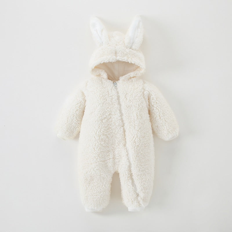 Thickened Warm Rabbit Ears Rompers Born Jumpsuit, Climbing Suit