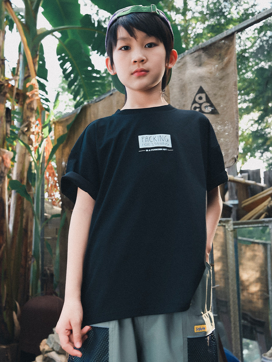 Men's & Children's Short-sleeved Summer Mountain Soft Combed Cotton Middle Children's T-shirt