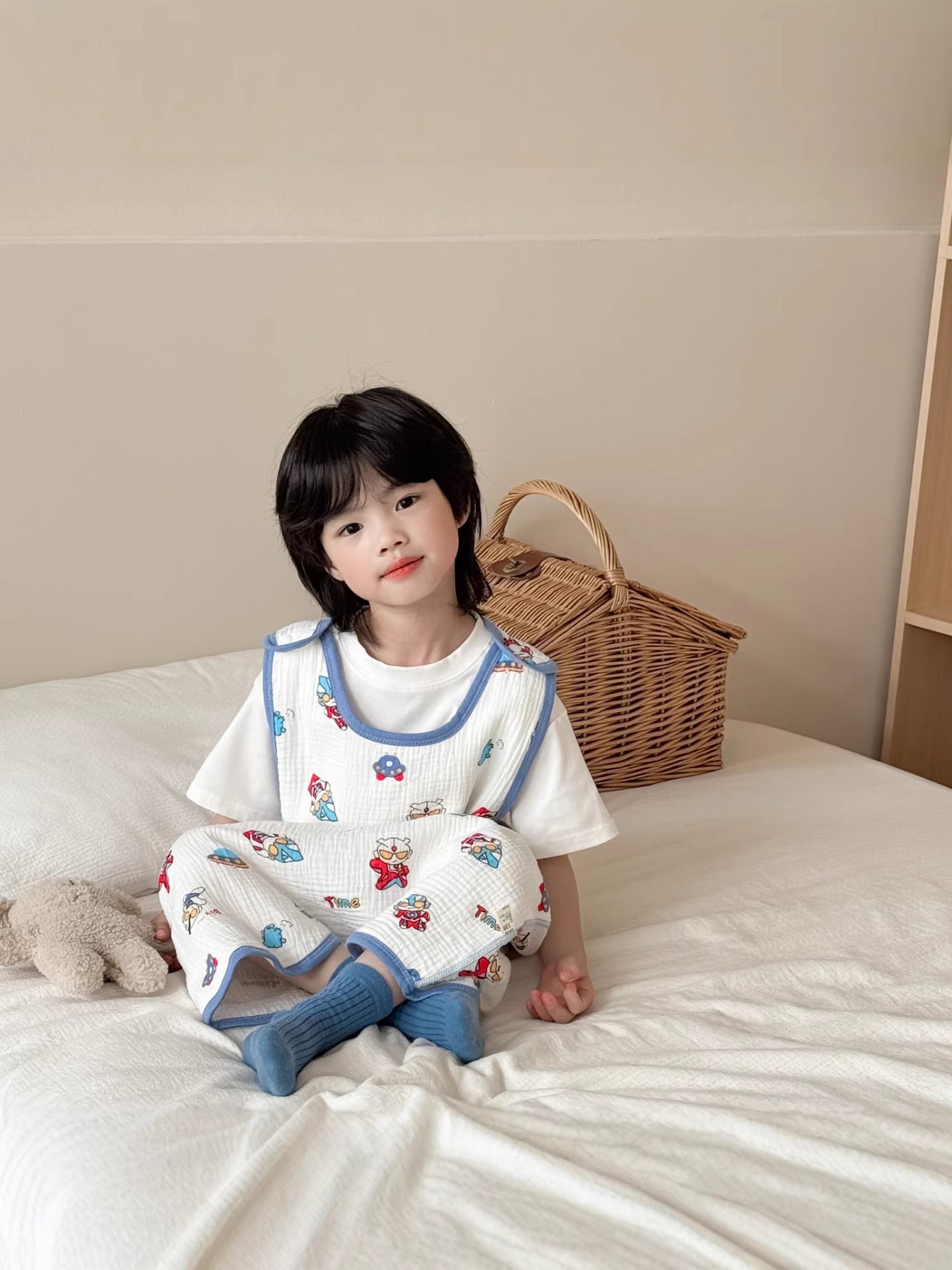 Women's & Men's 2 Gauze Sleeveless Sleeping Bag Jumpsuit Nightgown Blanket Jumpsuit, Climbing Suit