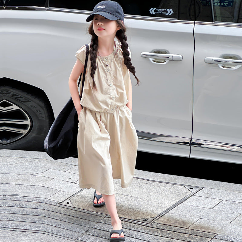Children's Big Style Short-sleeved Shirt Fashionable Cropped Children's Suit