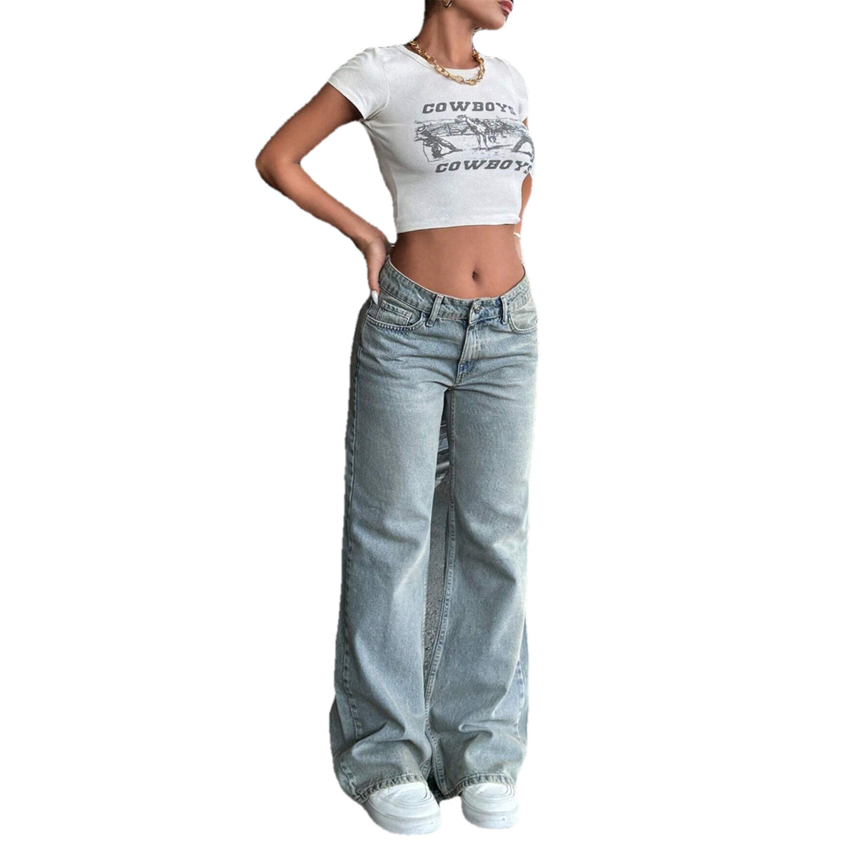 Women's Hot Wide Leg Low Waist Stretch Denim Women's Jeans