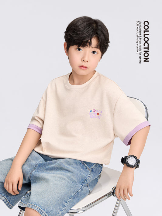 Children's Contrast Color Boy Teen Summer Half Children's T-shirt
