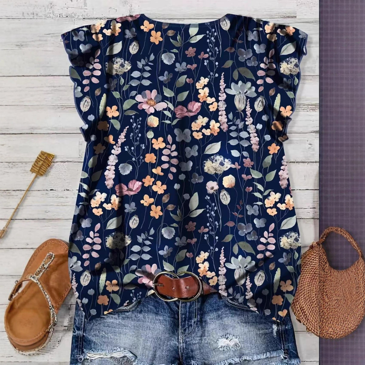 Women's Casual Elegant Cap Sleeve Loose Shirt Source Blouse