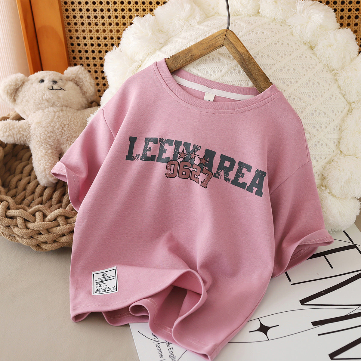 Children's Short-sleeved Cotton Summer Loose Handsome Medium Large Fashionable Half-sleeved Children's T-shirt