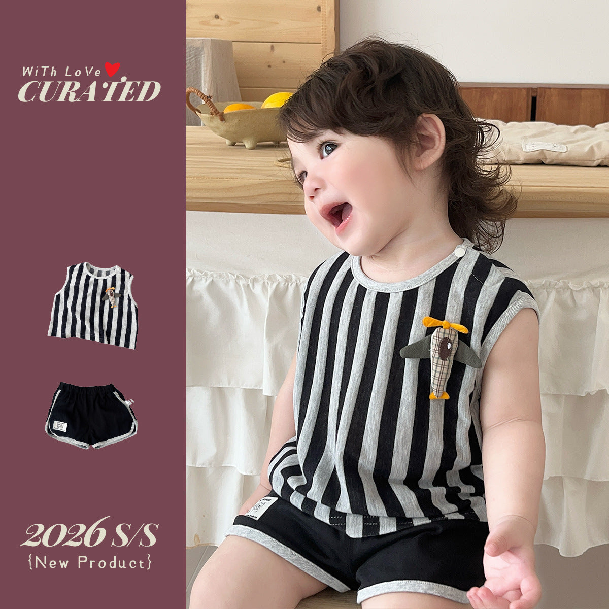 Children's Summer Western Infant Vertical Striped Sleeveless Vest Children's Suit