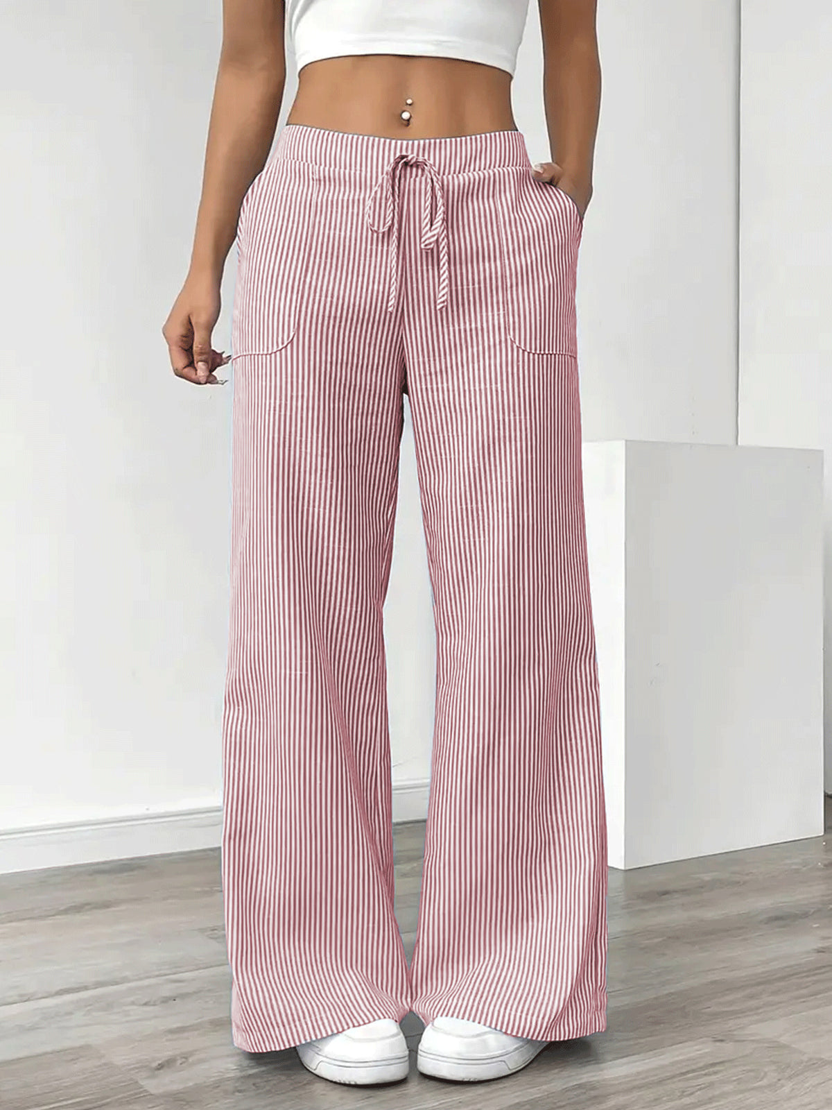 Women's Spring Stripes Fashion Loose-fitting Trousers Casual Pants