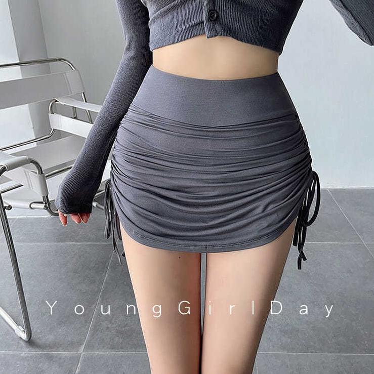 Women's Desire Bag Hip A- Line Drawstring Ruffle Skirt