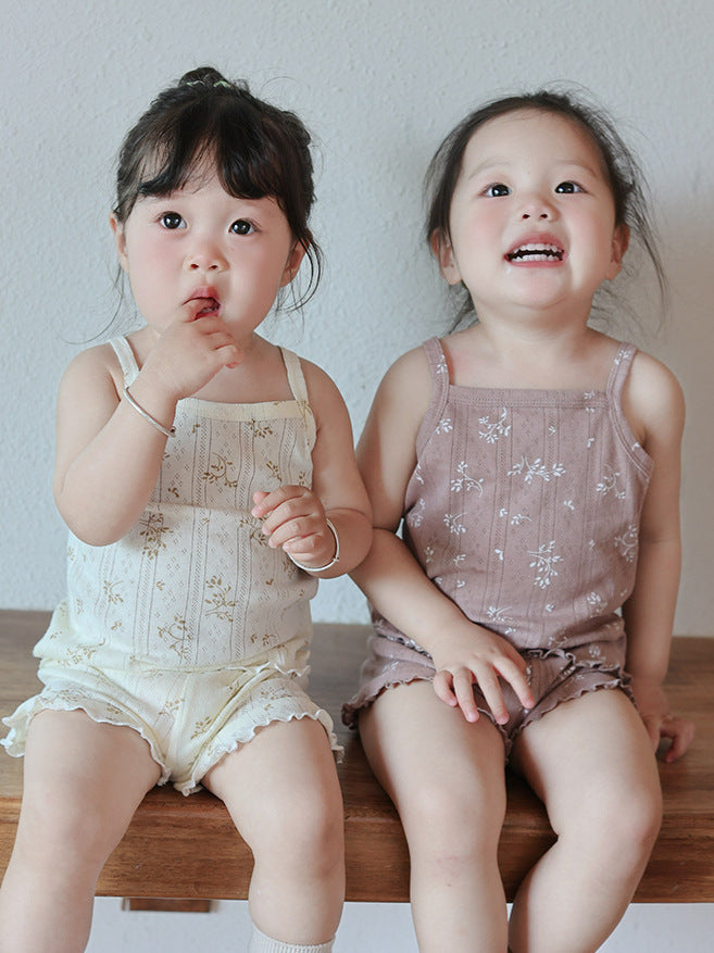 Summer Cotton Class Mori Style Floral Children's Suit