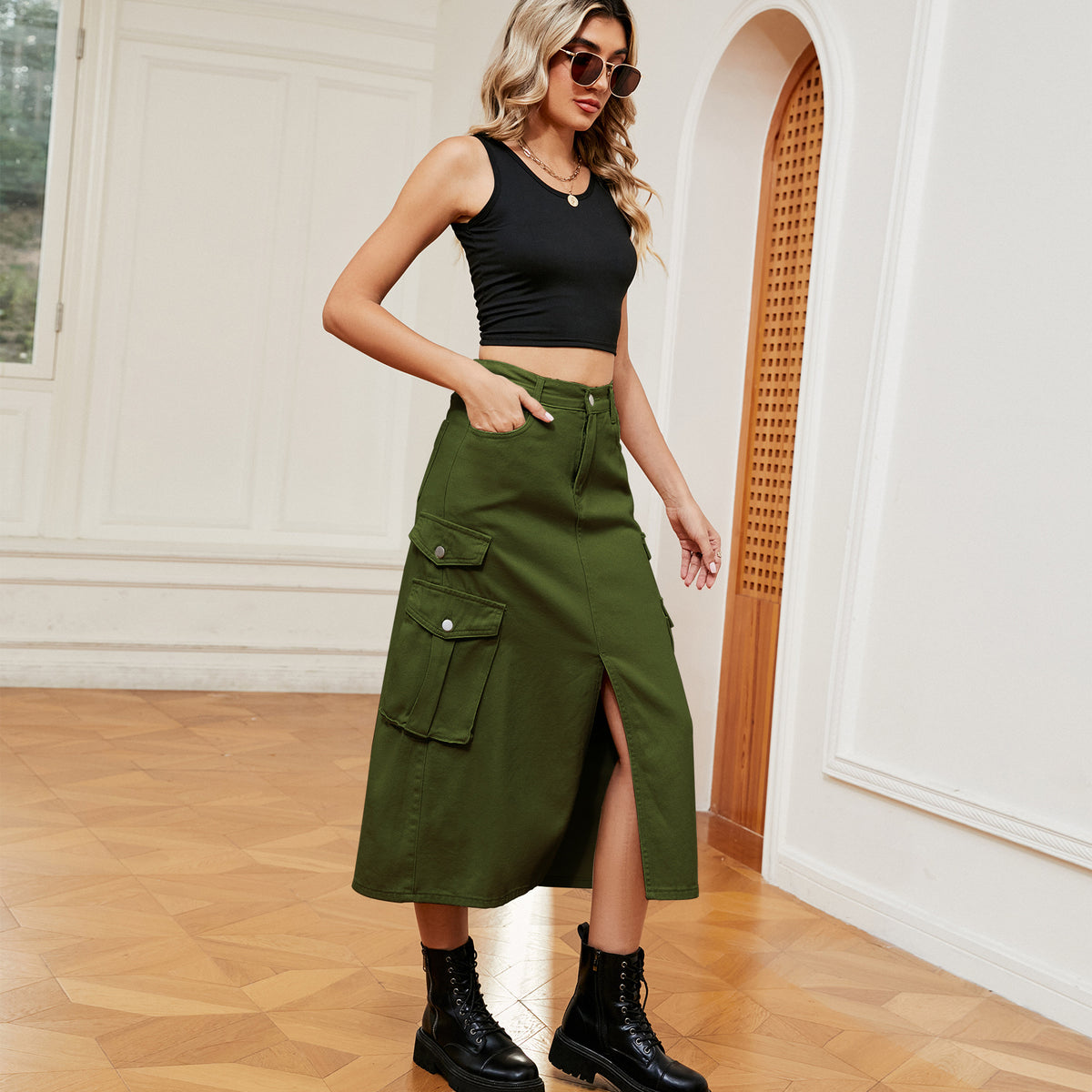 Women's American Hot Elastic Waist Denim Cargo Pants