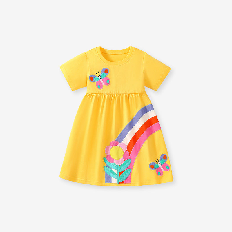 Children's Summer Pastoral Style Princess Cotton Short-sleeved Children's Dress