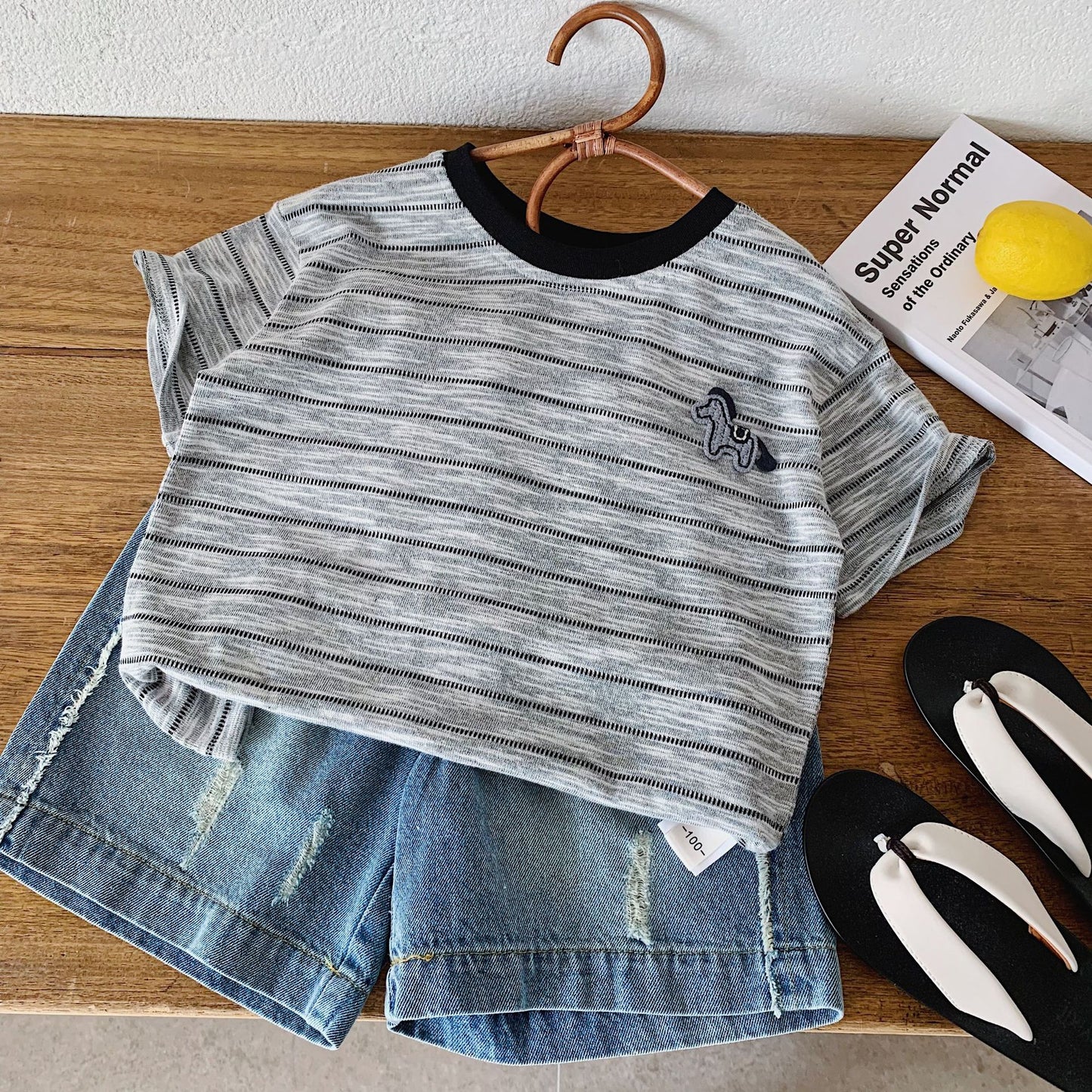 Children's Boy's Short-sleeved Summer Korean Style Striped Pullover Thin Top Boys Children's T-shirt