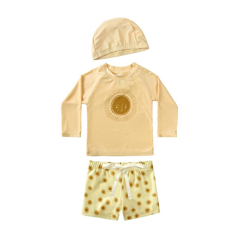 Children's Summer Long Sleeve Split Style Swimsuit Boys Boy Sun Protective Children's Suit