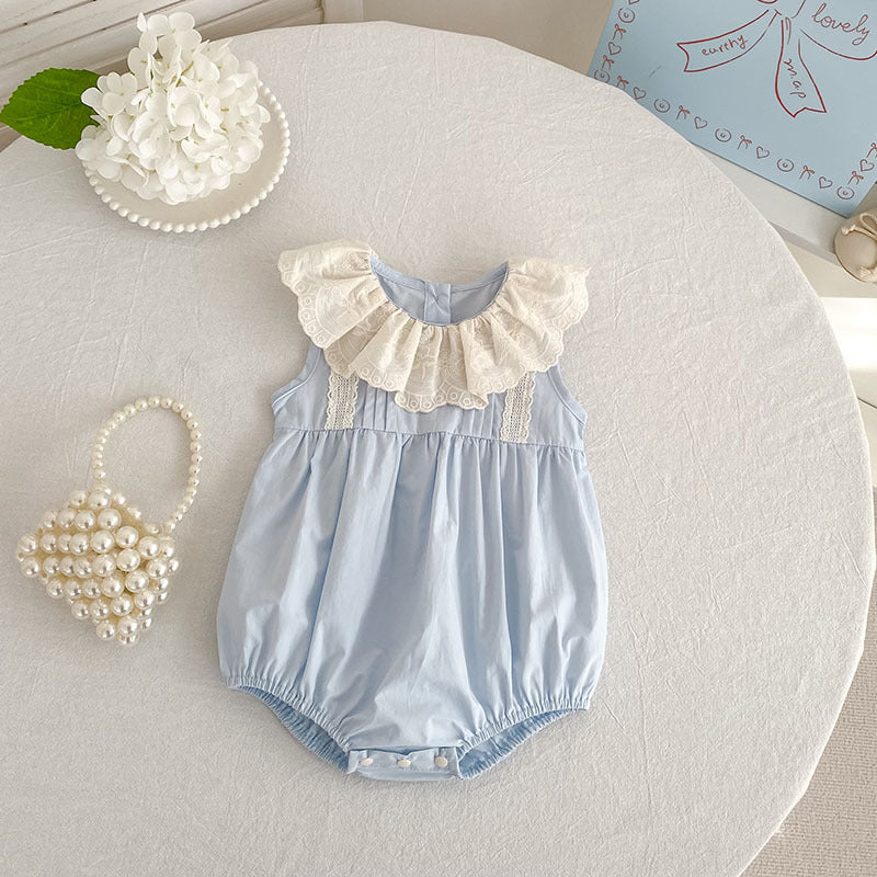 Summer Sleeveless Lace Collar Romper Fashionable Children's Dress