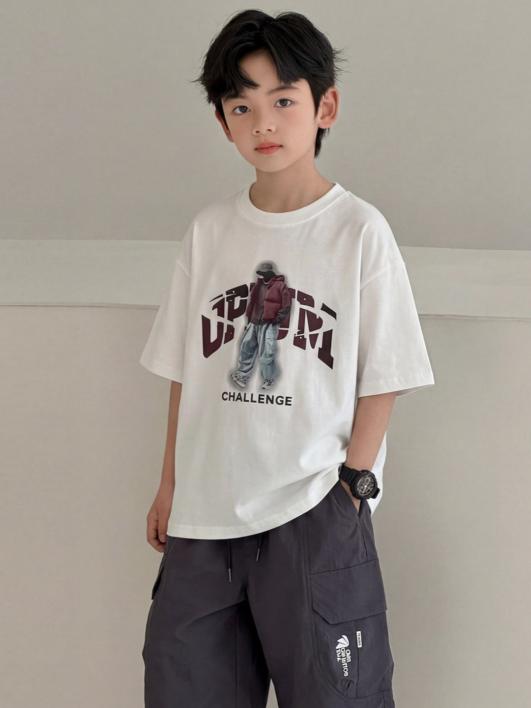 Children's Boy's Short-sleeved Summer Loose Top Boys Middle Big Children's T-shirt