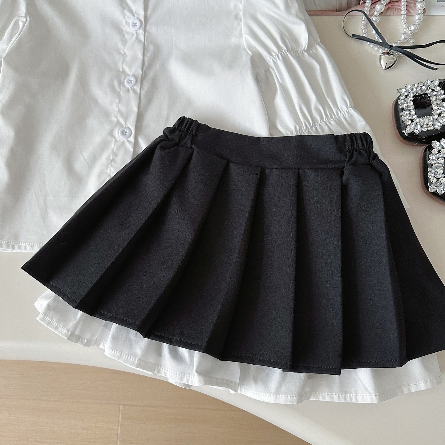 Autumn Fashionable Preppy Style Set Doll Collar Shirt Children's Suit