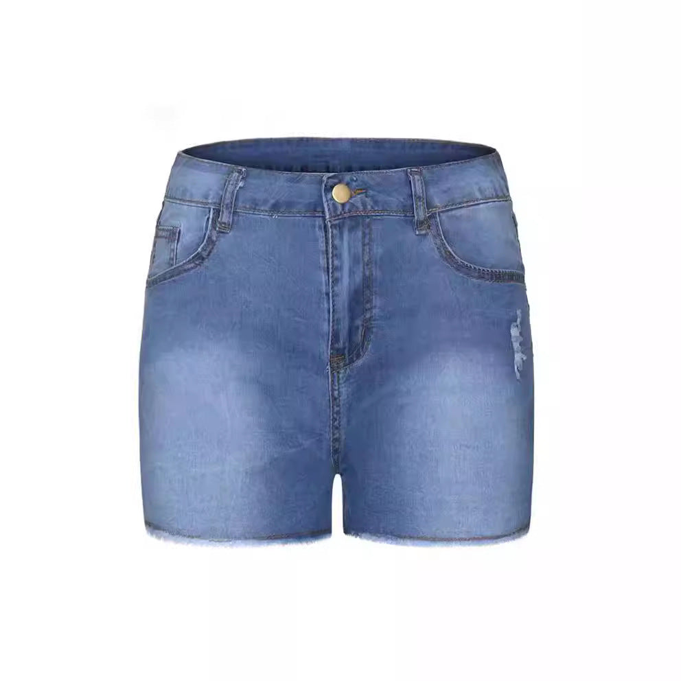 Women's Waist Stretch Slim Fit Ripped Tassel Denim Women's Jeans