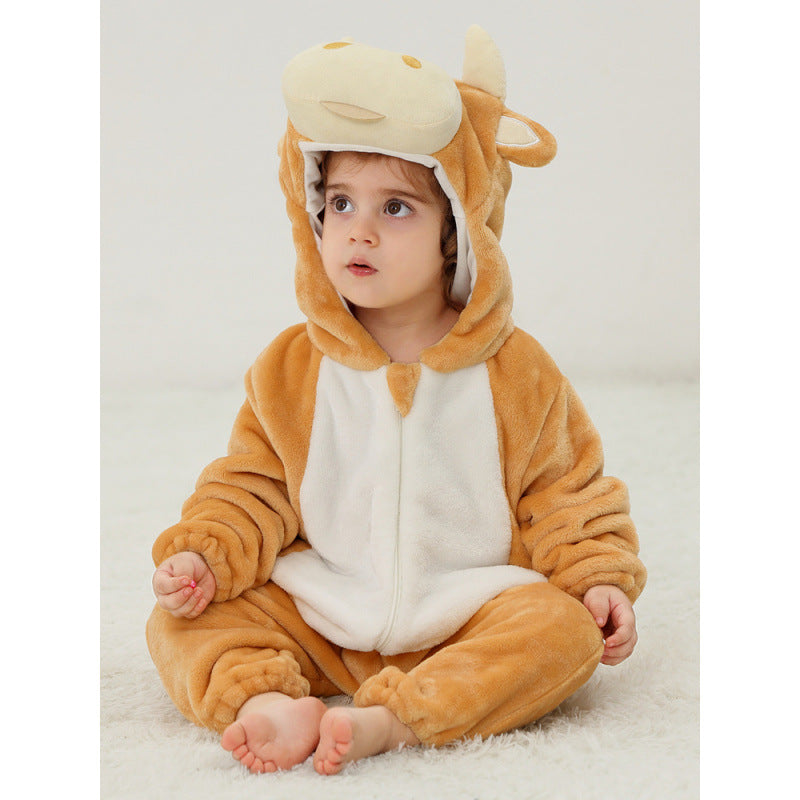 Children's Flannel Romper Pajamas Class Animal Jumpsuit Jumpsuit, Climbing Suit