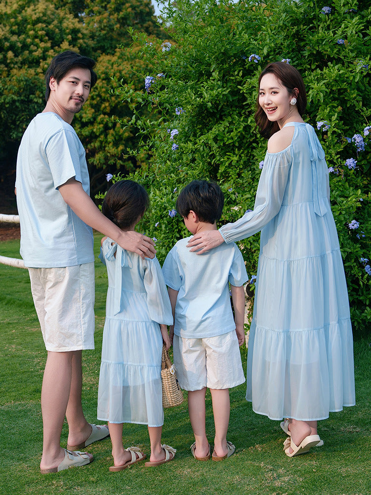 Beach Dress Seaside Vacation Style Mother Daughter Family Parent-child Outfit
