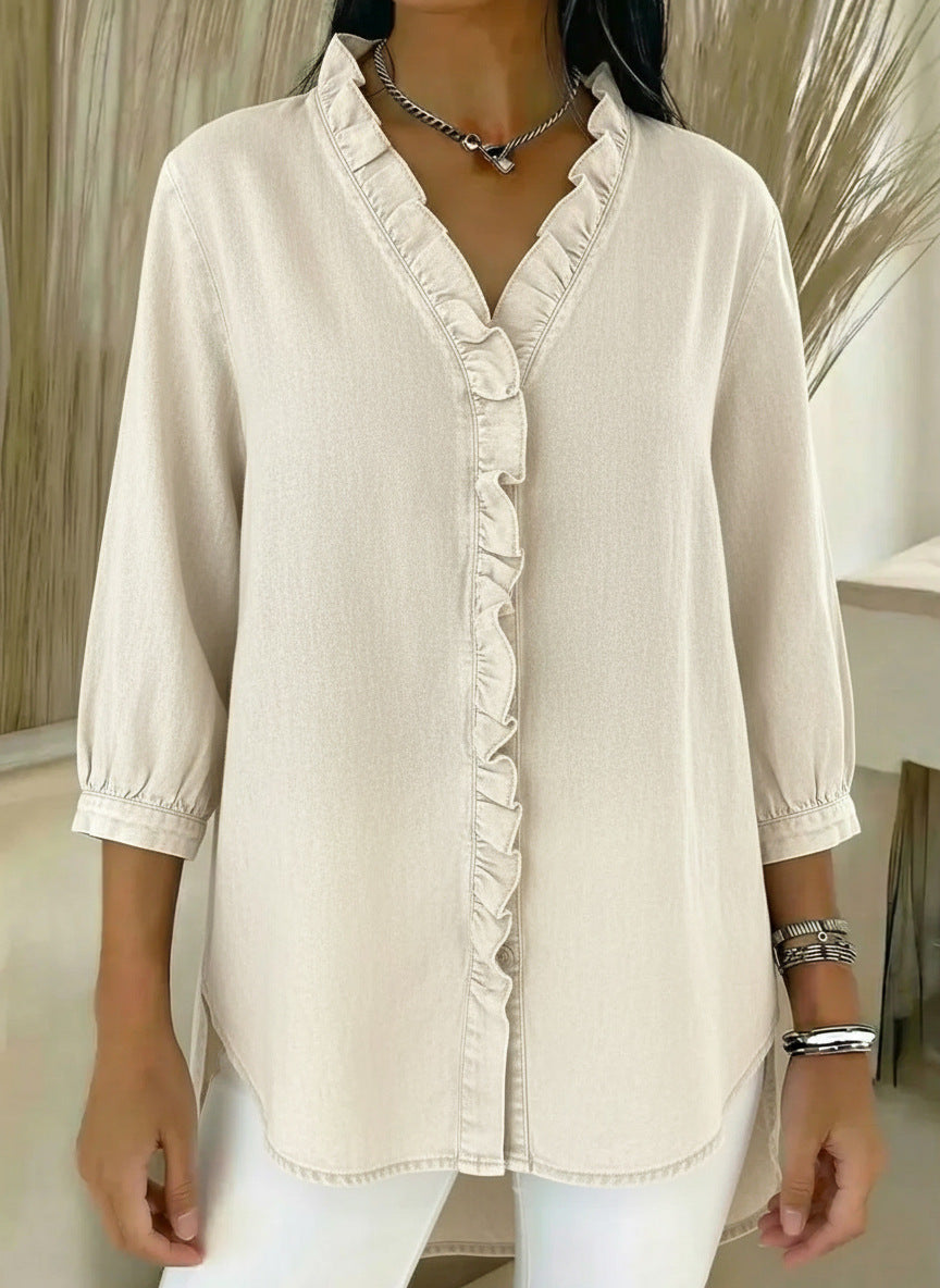 Classy Cool Women's Casual Flounce Shirt Tops