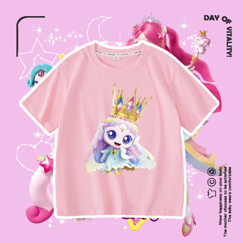 Short Sleeve Summer Fashionable Round Neck Cotton Children's T-shirt