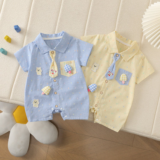 Summer Korean Style Romper Tie Bear Reverse Jumpsuit, Climbing Suit