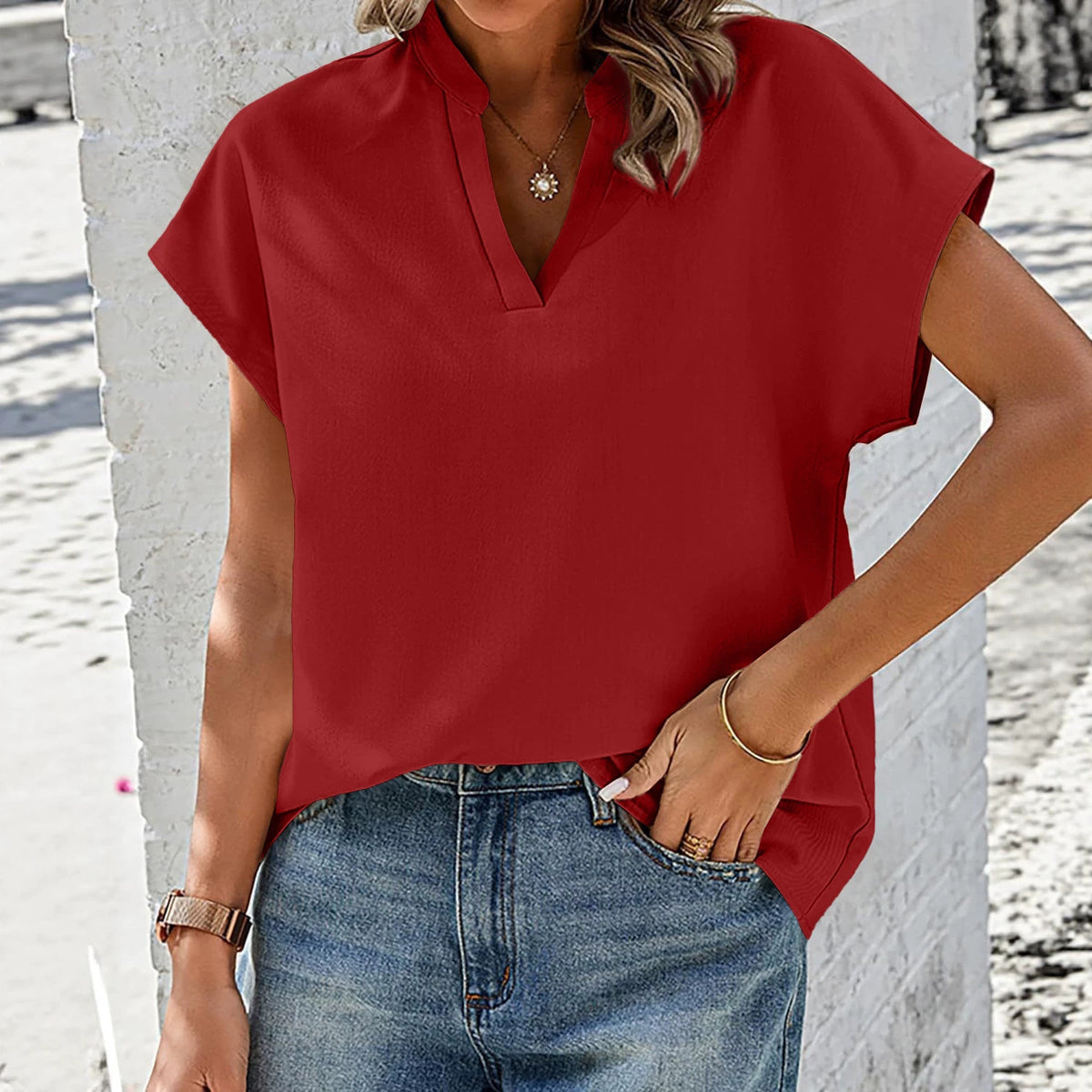Casual Elegant Women's Loose Short-sleeved Shirt Blouse