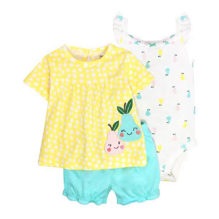Children's Summer Clothing Short-sleeved Shorts T-shirt Three-piece Children's Suit