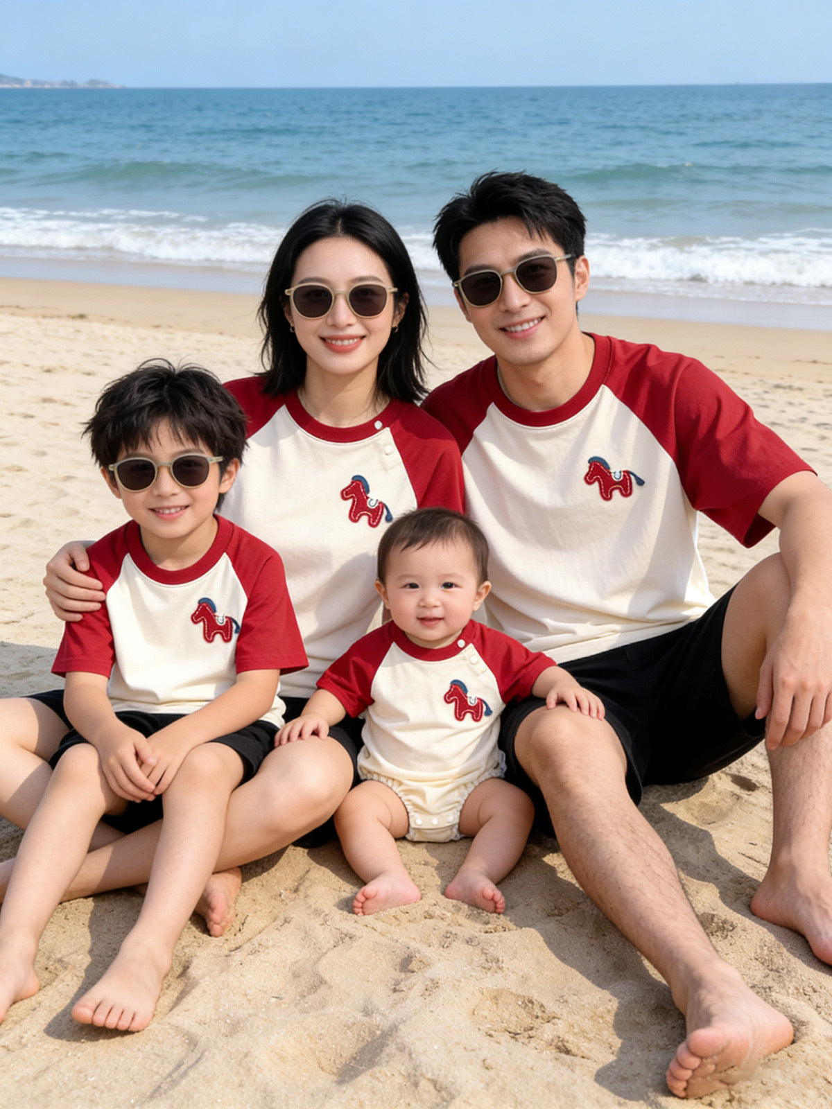 Suit Three Or Four Short-sleeved T-shirt Parent-child Outfit